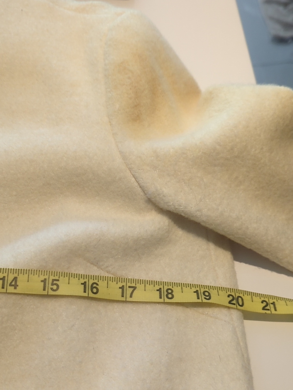 Women's Zara Cream Wool-Blend Pea Coat - Size Large Good Condition - Picture 5 of 6